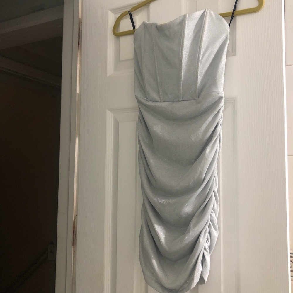 Brand new metallic silver bodycon corset dress
